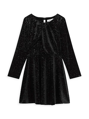 Little Girl's & Girl's Gweneth Glitter-Embellished Velvet Dress