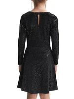 Little Girl's & Girl's Gweneth Glitter-Embellished Velvet Dress