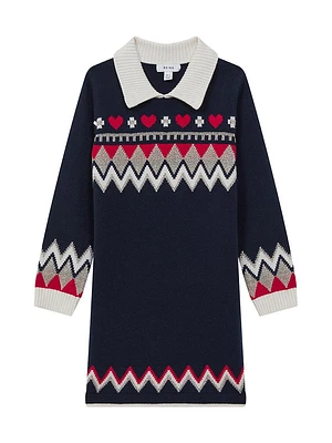 Little Girl's & Billie Collared Wool Sweater Dress