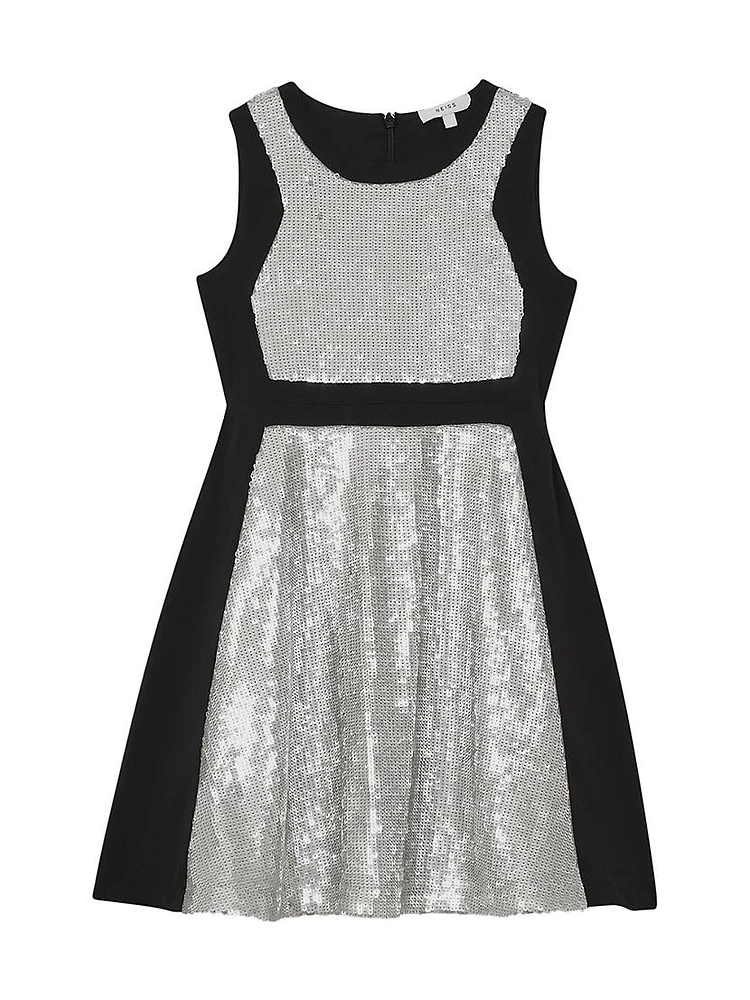 Little Girl's & Libra Sequined Sleeveless Dress