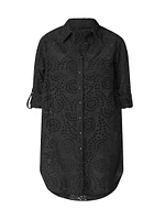 Eyelet-Embroidered Cover-Up Shirtdress