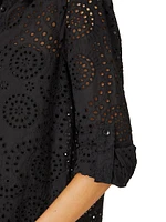 Eyelet-Embroidered Cover-Up Shirtdress