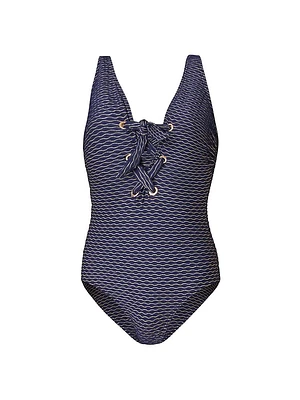 Lace-Up One-Piece Swimsuit