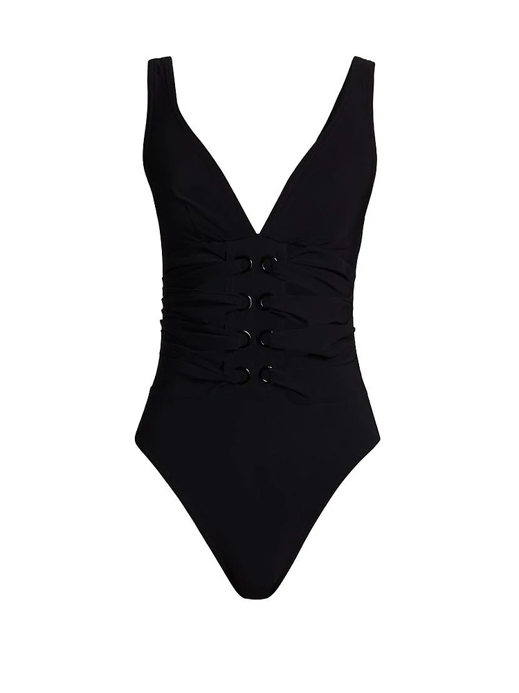 Lucy Lace-Up One-Piece Swimsuit