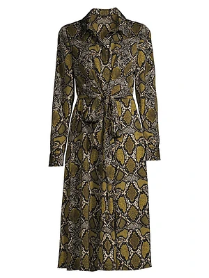 Marina Snakeskin-Printed Shirtdress