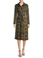 Marina Snakeskin-Printed Shirtdress