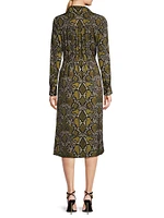 Marina Snakeskin-Printed Shirtdress