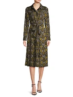 Marina Snakeskin-Printed Shirtdress