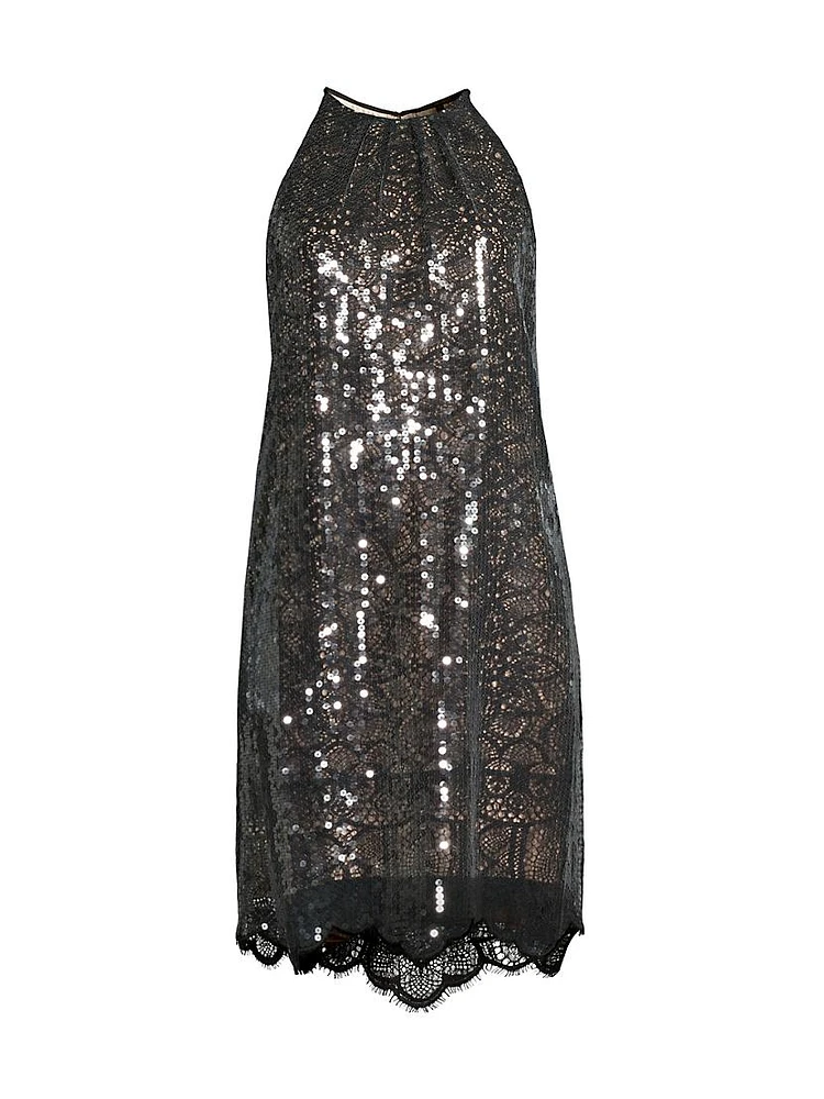 Maya Sequined Lace Sheath Dress