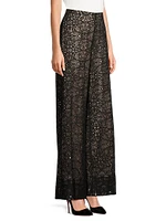 Piper Geometric Cotton-Blend Chantilly Lace Flare Pants