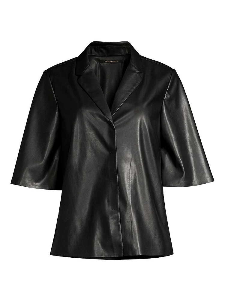 Leslie Faux Leather Blouse