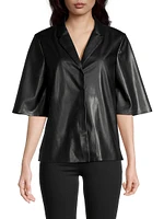 Leslie Faux Leather Blouse