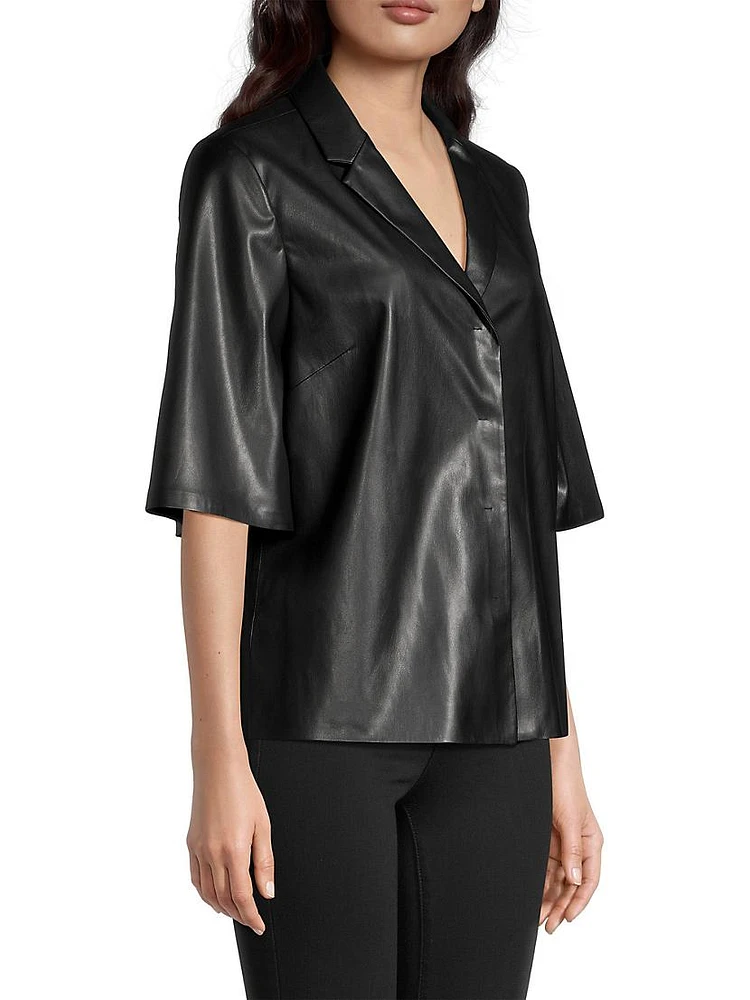 Leslie Faux Leather Blouse