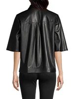 Leslie Faux Leather Blouse