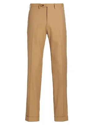 Cotton Flat-Front Trousers