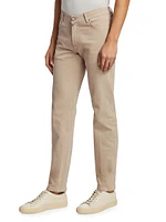 Stretch Cotton Mid-Rise Straight-Leg Pants