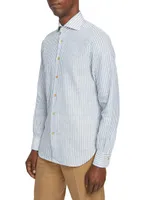 Linen Striped Button-Up Shirt
