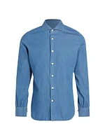 Man Washed Cotton Button-Up Shirt