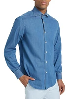 Man Washed Cotton Button-Up Shirt