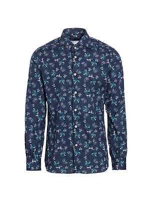 Floral Cotton Button-Front Shirt