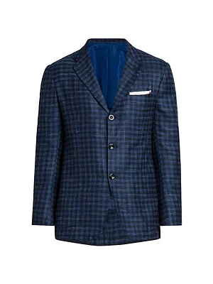 Plaid Cashmere & Silk-Blend Three-Button Sport Coat