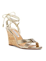 85MM Strappy Metallic Wedge Sandals