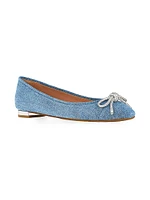 Parisina Crystal Bow Denim Ballet Flats