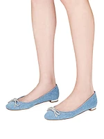 Parisina Crystal Bow Denim Ballet Flats