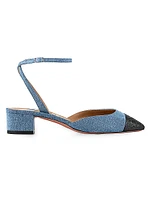 French Flirt Denim & Leather Ankle Pumps