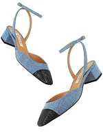 French Flirt Denim & Leather Ankle Pumps