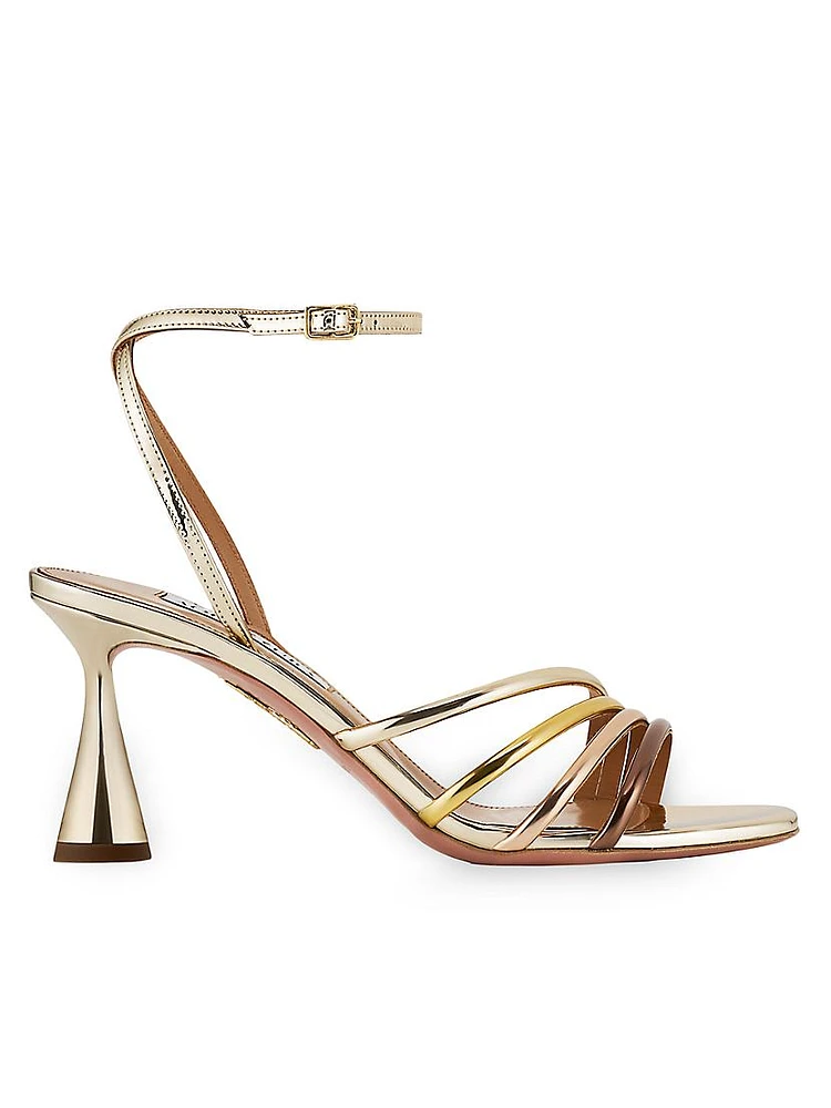 Latour Colorblocked Faux Patent Leather Strappy Sandals