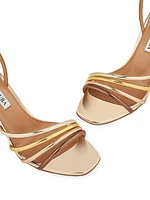 Latour Colorblocked Faux Patent Leather Strappy Sandals