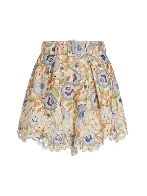 Junie Floral Crochet-Edge Shorts