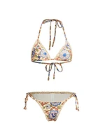 Junie Crochet-Trimmed Floral String Bikini Set