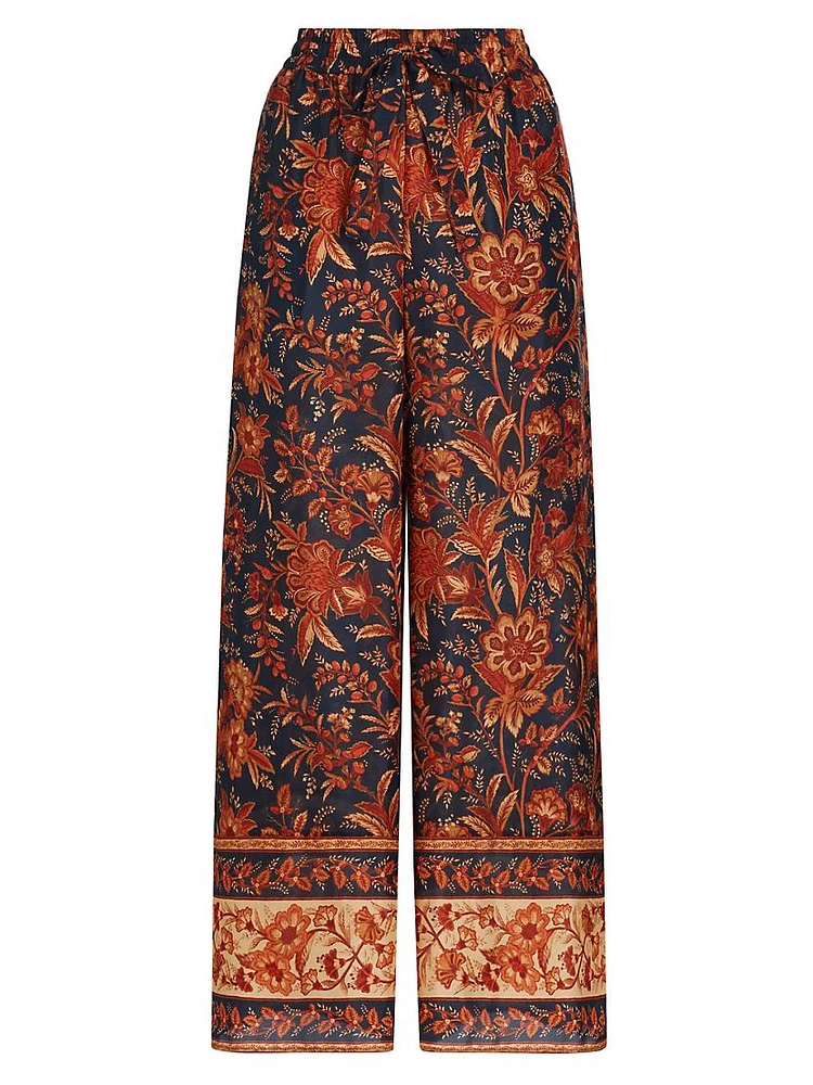 Junie Printed Silk Wide-Leg Pants