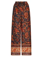 Junie Printed Silk Wide-Leg Pants