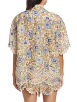 Junie Floral Crochet-Edge Shirt