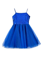 Girl's Sequin Fit-And-Flare Tulle Dress