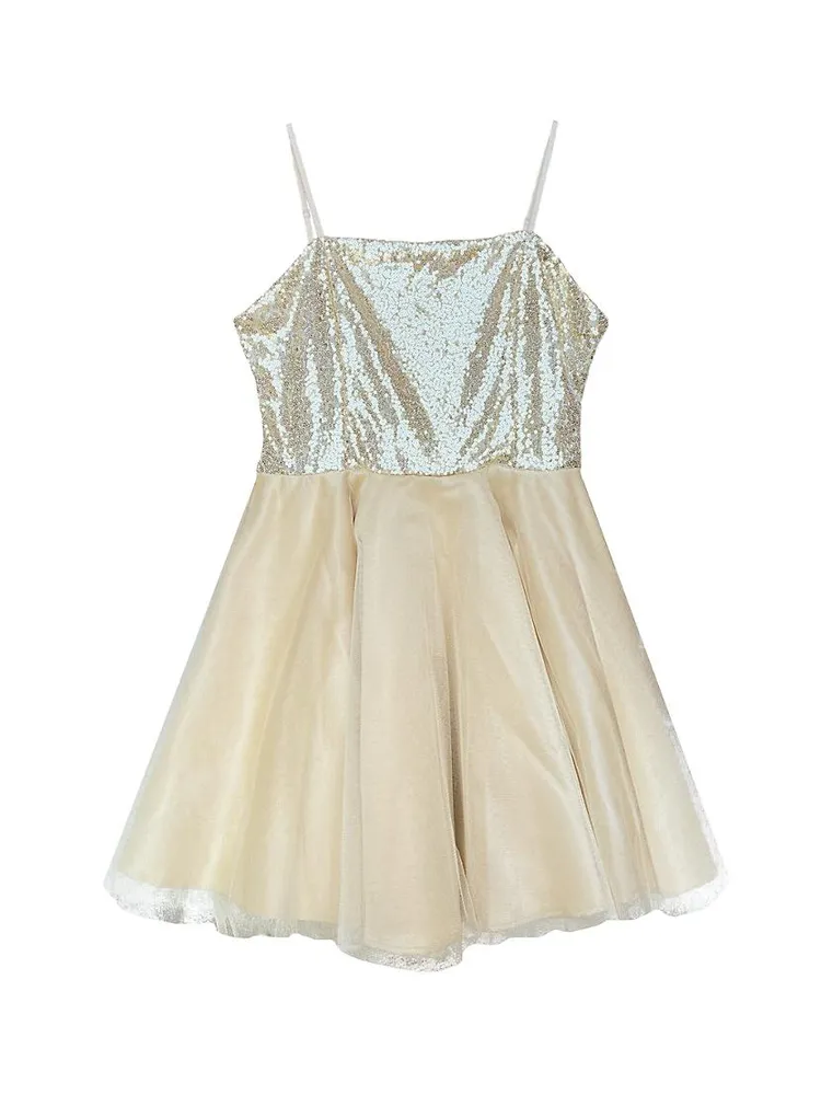 Girl's Sequin Fit-And-Flare Tulle Dress