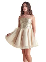 Girl's Sequin Fit-And-Flare Tulle Dress