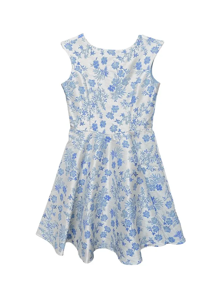 Girl's Floral Jacquard A-Line Dress