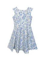 Girl's Floral Jacquard A-Line Dress