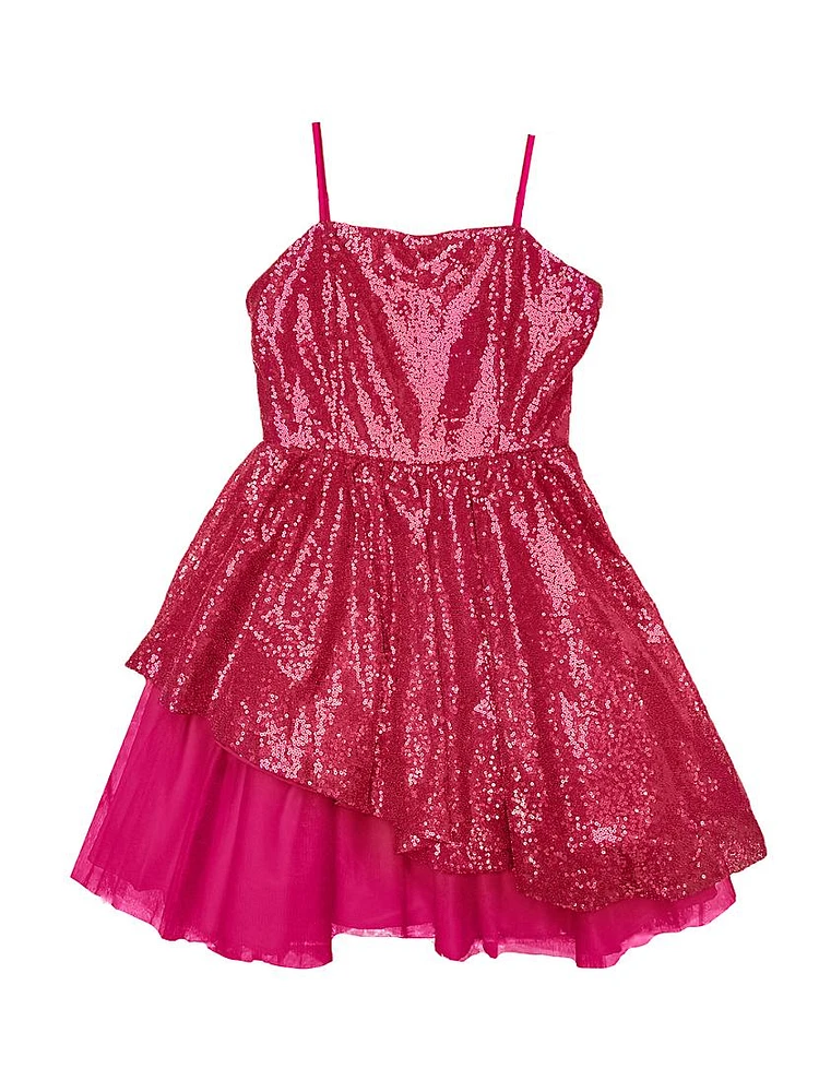 Girl's Peek-A-Boo Sequin Dress