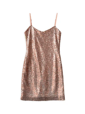 Girl's Sequin-Embellished Fitted Dress