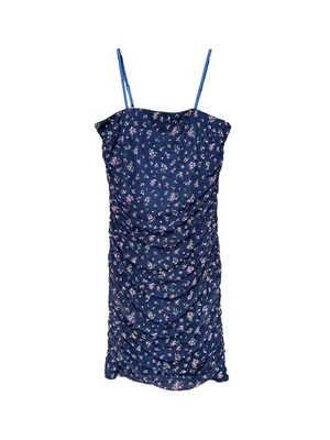 ​Girl's Floral Mesh Ruched Dress