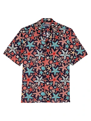 Charli Cotton-Linen Graphic Camp Shirt