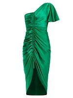 Satin Asymmetric Midi-Dress