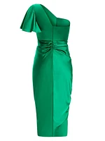 Satin Asymmetric Midi-Dress