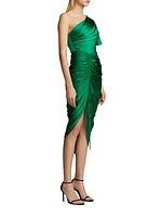 Satin Asymmetric Midi-Dress