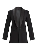 Single-Breasted Satin-Embellished Blazer